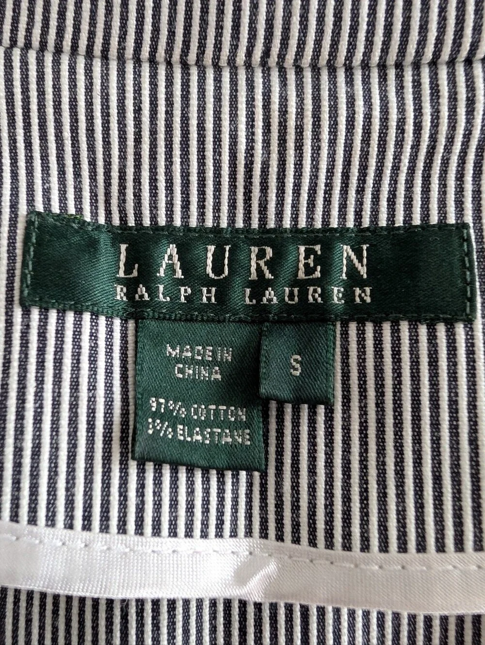 Ralph Lauren Cotton Gray White Pinstripe Tailored Women's Blazer - S